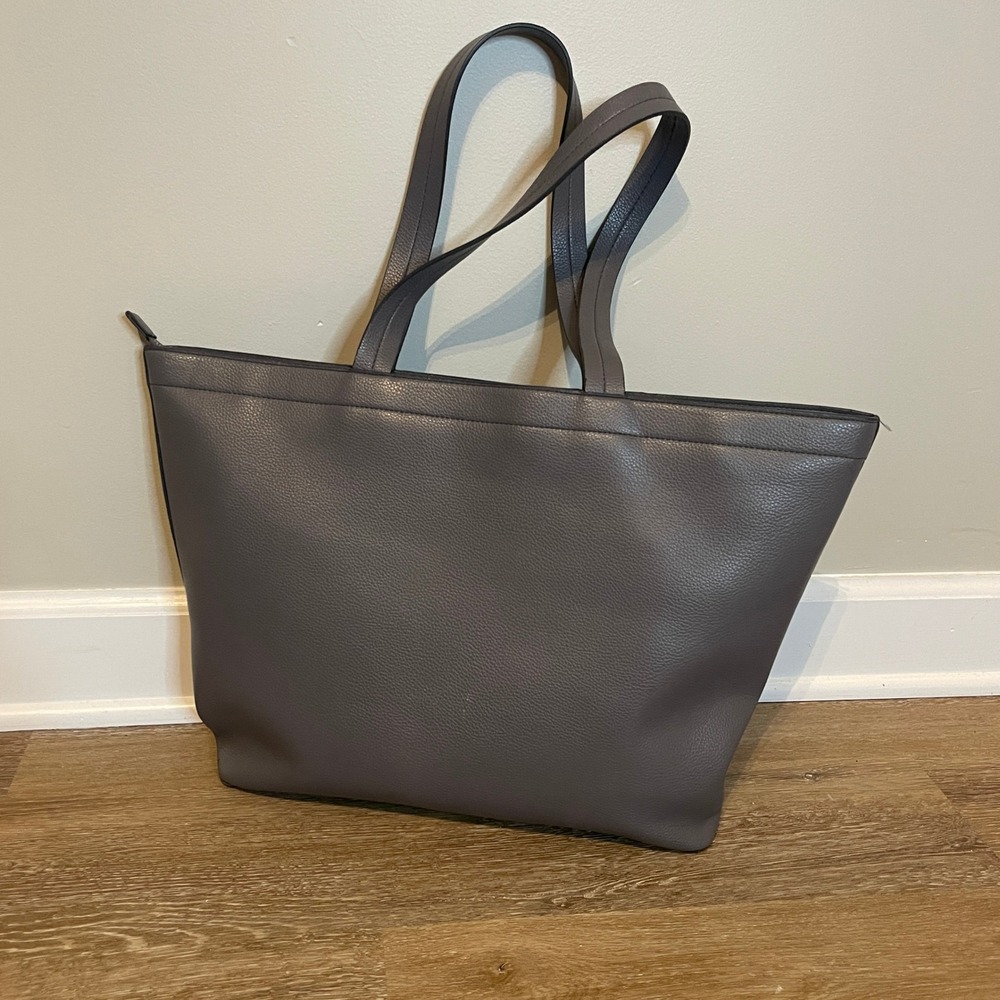 Vera Bradley East West Tote Bag Gray Floral Interior Work Travel Everyday‎ - Picture 2 of 13